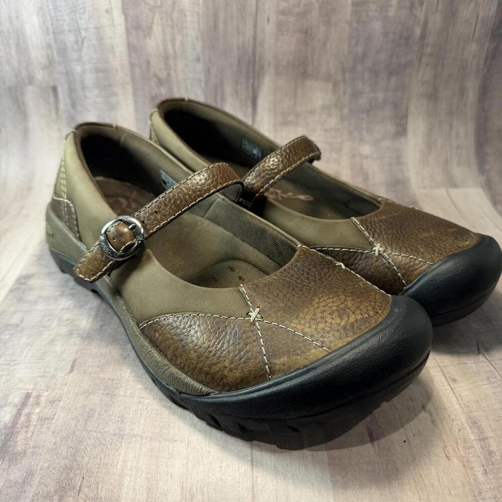 Keen Women's Sz 9 Presidio Mary Jane Walking Shoes Brown Leather Flat Buckle